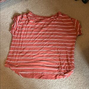 Maurices Rust and White Striped Short Sleeve Tee